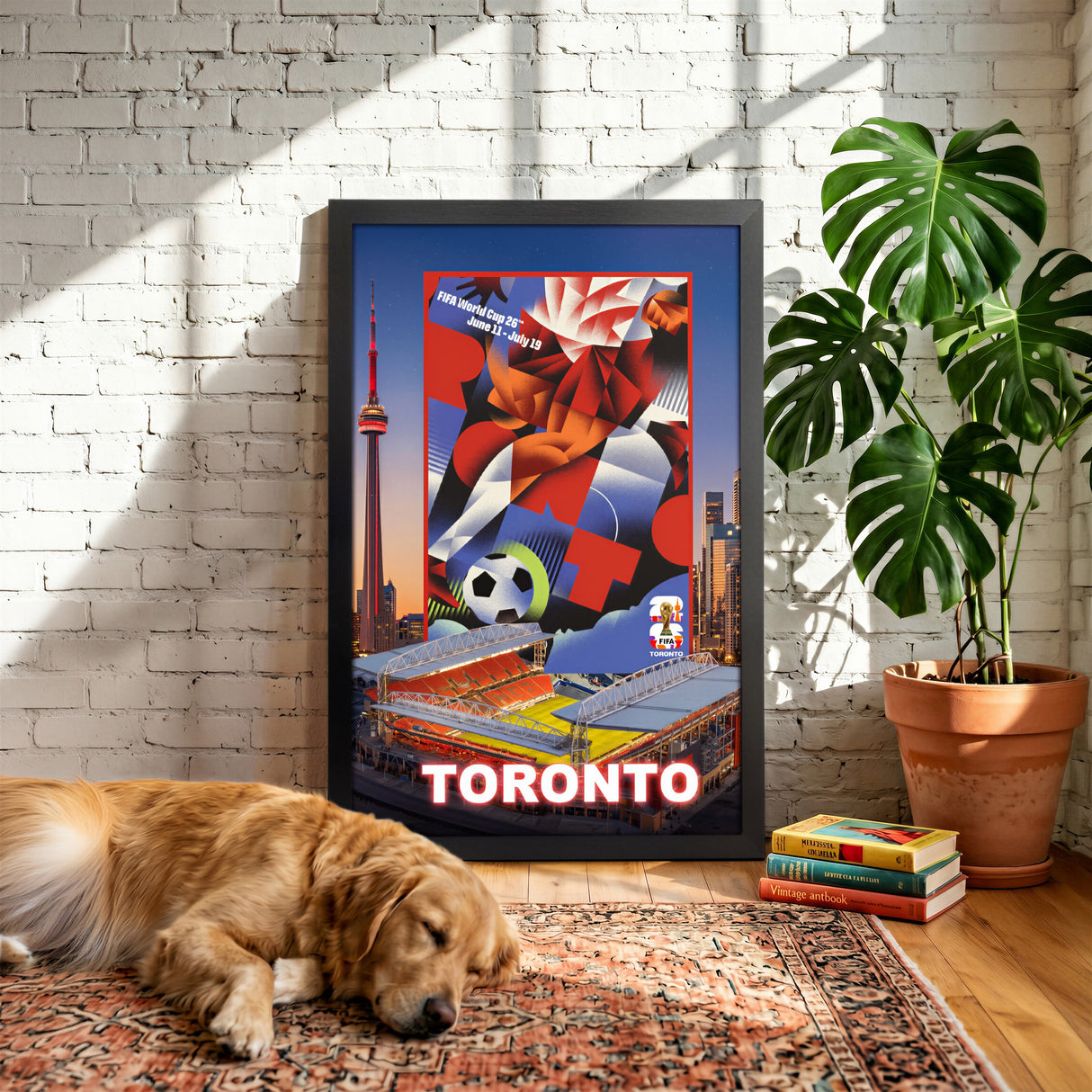 Toronto FIFA World Cup 2026 Officially Licensed Framed Poster – Shadow Box Frame Behind Glass – Closeup Home2