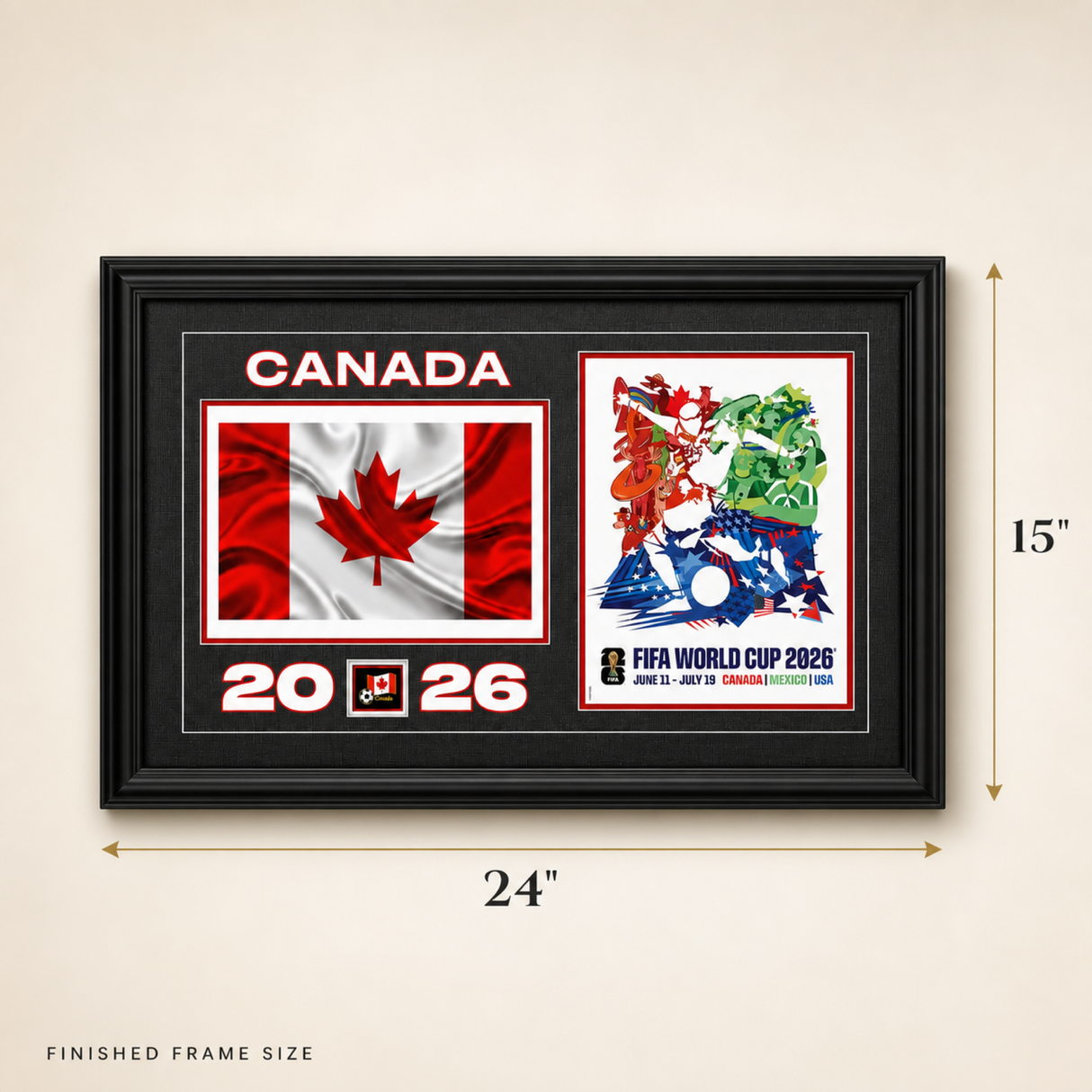 Team Canada 15x24 Frame 2026 Officially Licensed FIFA World Cup Poster w/ Flag