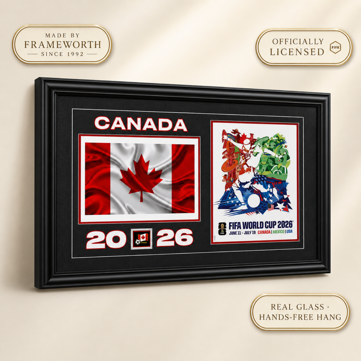 Team Canada 15x24 Frame 2026 Officially Licensed FIFA World Cup Poster w/ Flag