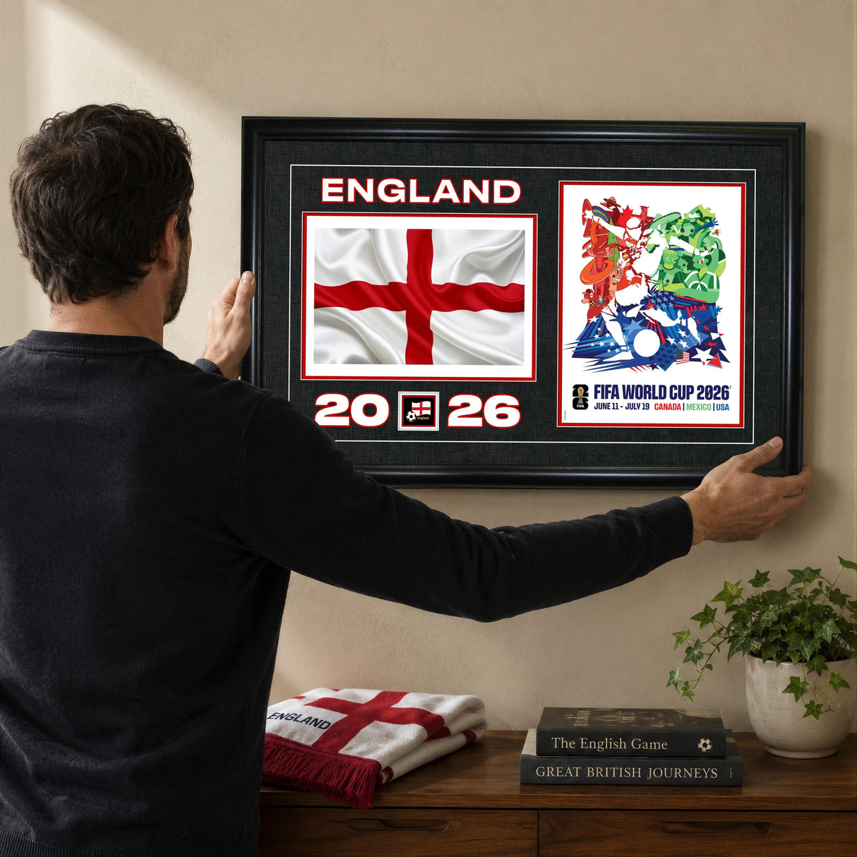 Team England 15x24 Frame 2026 Officially Licensed FIFA World Cup Poster w/ Flag - lifestyle 1