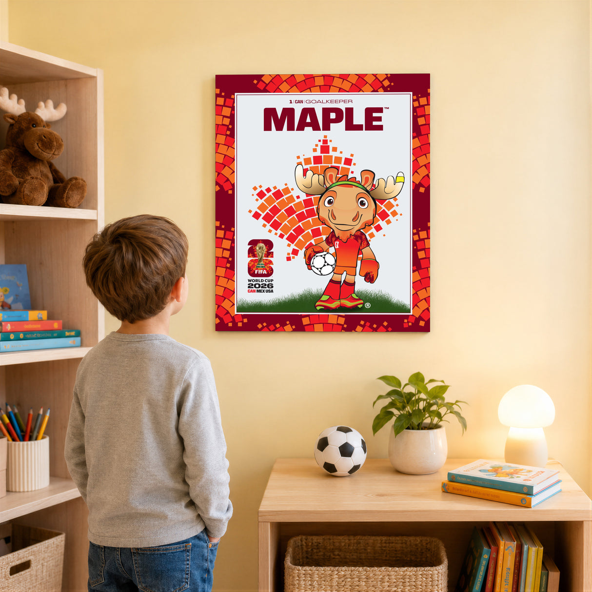 Maple the Moose 16x20 Plaque Officially Licensed 2026 FIFA World Cup Canada Mascot - lifestyle 1