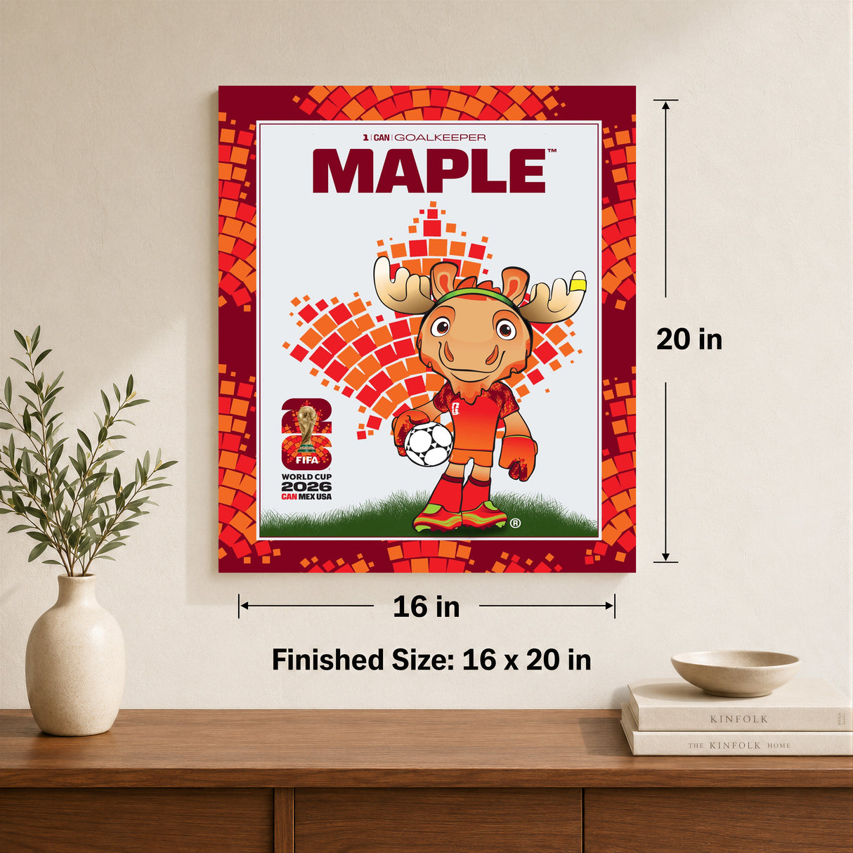 Maple the Moose 16x20 Plaque Officially Licensed 2026 FIFA World Cup Canada Mascot - lifestyle 4