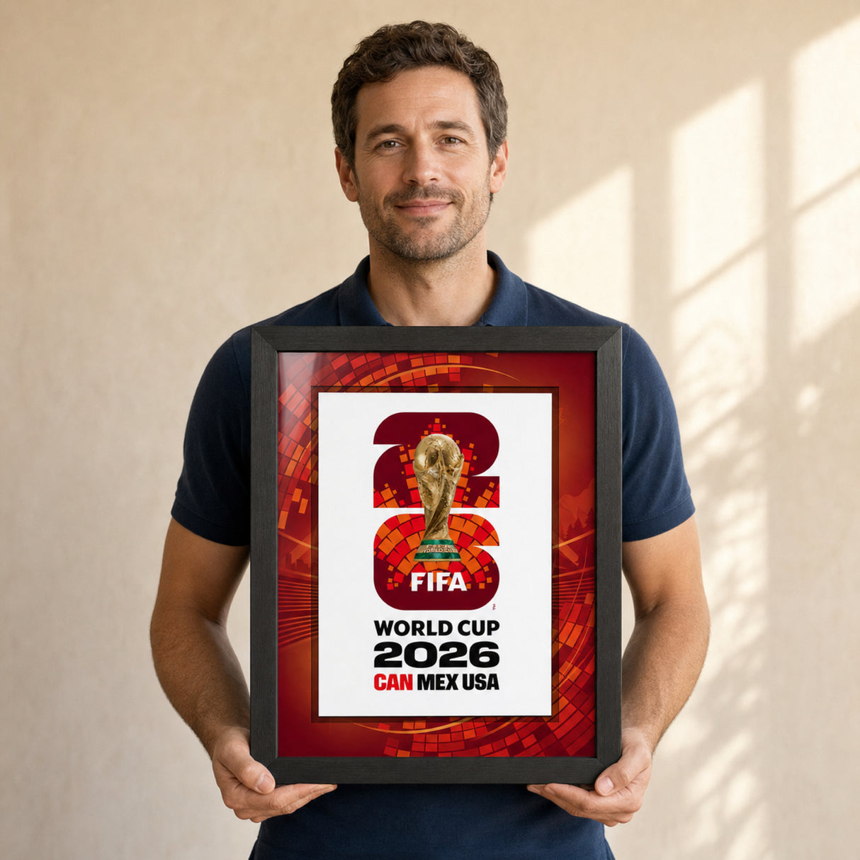 Canada Edition 2026 FIFA World Cup framed poster held for scale