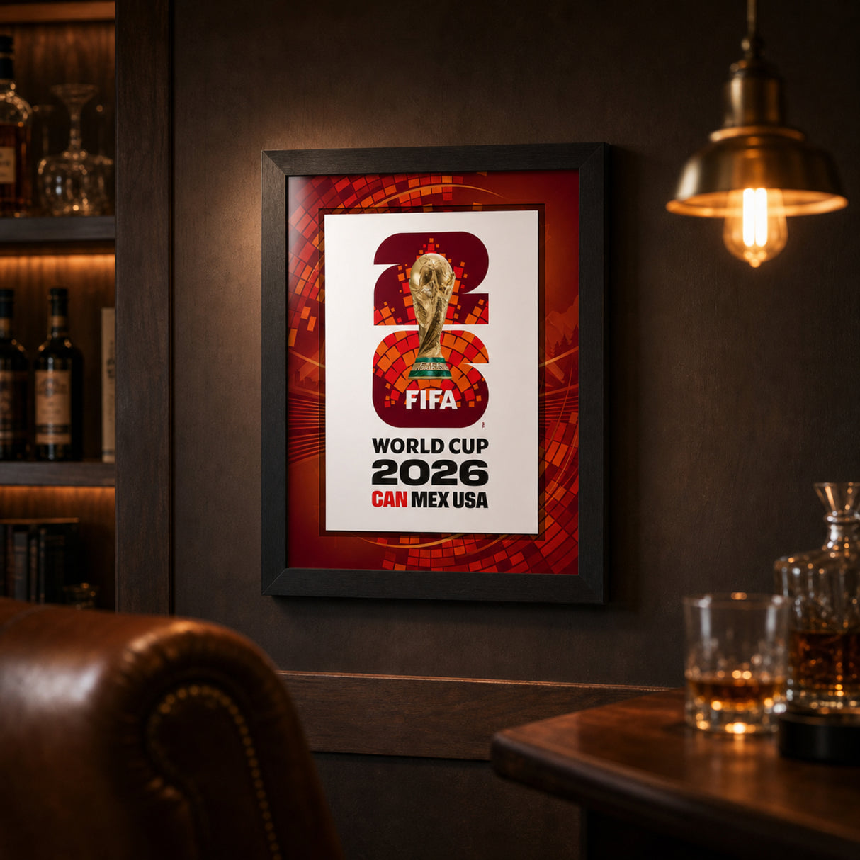 Canada Edition 2026 FIFA World Cup framed poster dark room lifestyle image