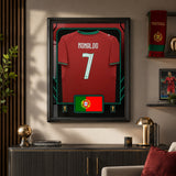 Cristiano Ronaldo Framed 25.75 x 33.75 FIFA World Cup 2026 Portugal Official Home Stadium Replica Puma Jersey - clean wall lifestyle display