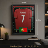 Cristiano Ronaldo Framed 25.75 x 33.75 FIFA World Cup 2026 Portugal Official Home Stadium Replica Puma Jersey - finished size dimensions