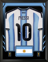 Lionel Messi Framed 25.75 x 33.75 FIFA World Cup 2026 Argentina Official Home Stadium Replica Adidas Jersey - AUCTION