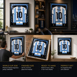 Lionel Messi Framed 25.75 x 33.75 FIFA World Cup 2026 Argentina Official Home Stadium Replica Adidas Jersey - premium collectible collage