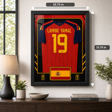 Lamine Yamal Spain 2026 framed jersey finished size dimensions image