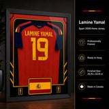 Lamine Yamal Spain 2026 framed jersey feature infographic