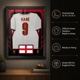 Harry Kane Framed 25.75 x 33.75 FIFA World Cup 2026 England Official Home Stadium Replica Nike Jersey - feature infographic