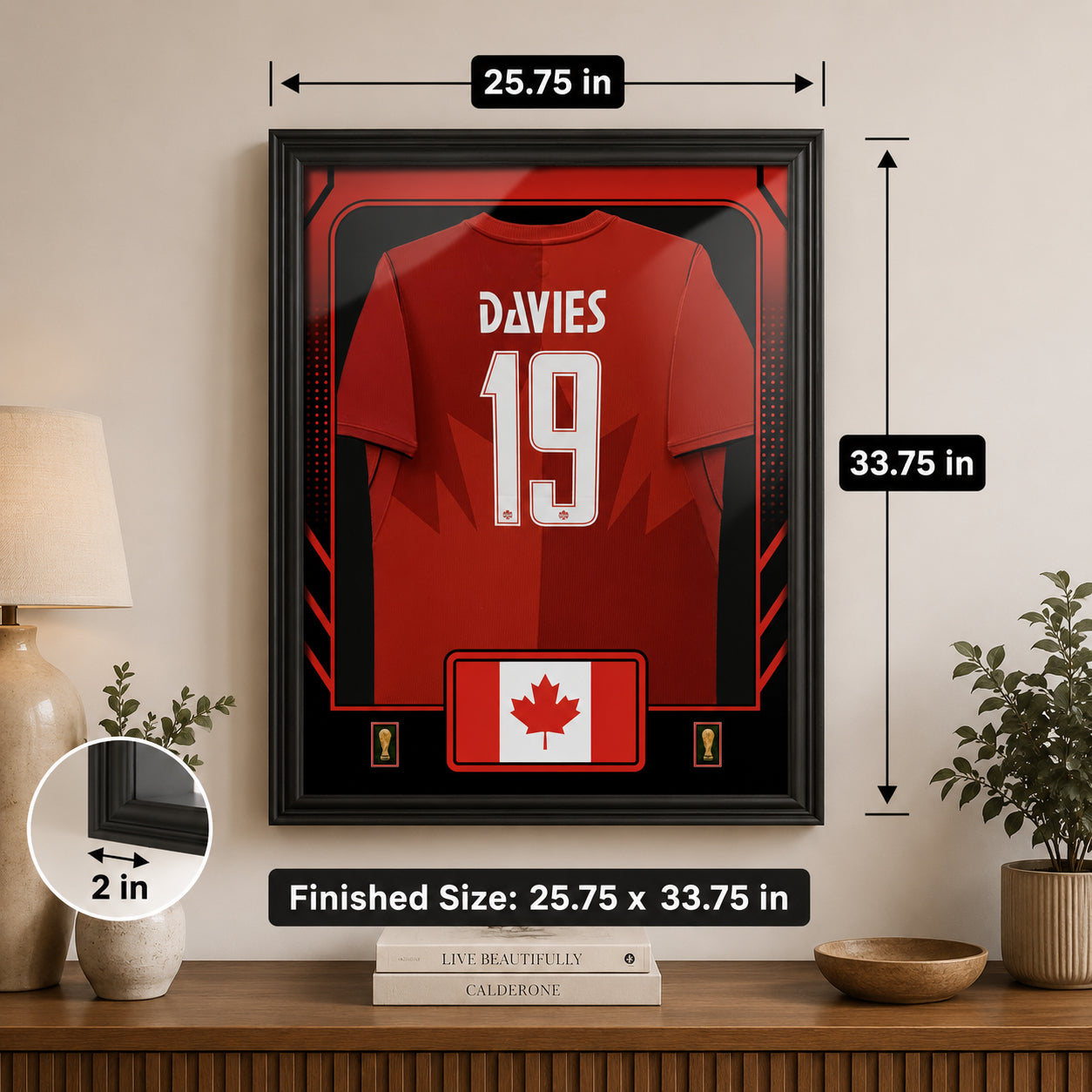 Alphonso Davies framed Canada FIFA World Cup 2026 jersey - Finished size 25.75 by 33.75 inches