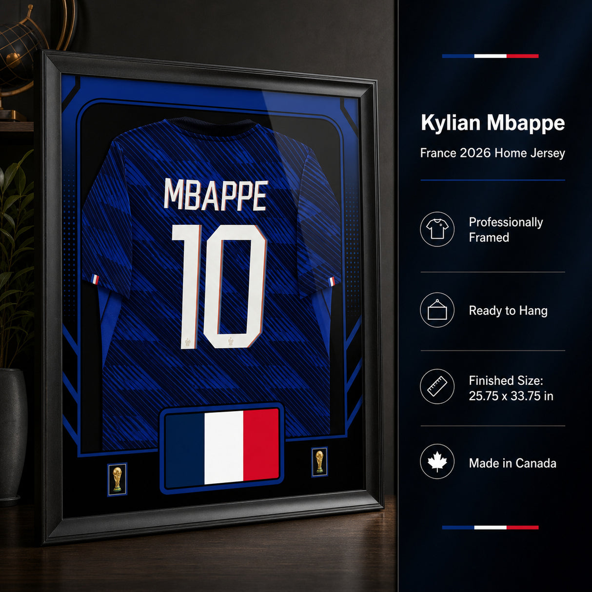 Kylian Mbappe France 2026 framed jersey feature infographic