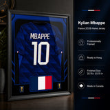 Kylian Mbappe France 2026 framed jersey feature infographic
