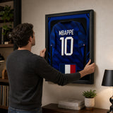 Kylian Mbappe France 2026 framed jersey hanging installation lifestyle image