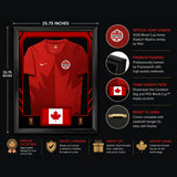 Team Canada framed FIFA World Cup 2026 home jersey - Feature infographic with dimensions and display details
