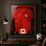 Team Canada framed FIFA World Cup 2026 home jersey - Sports room lifestyle display