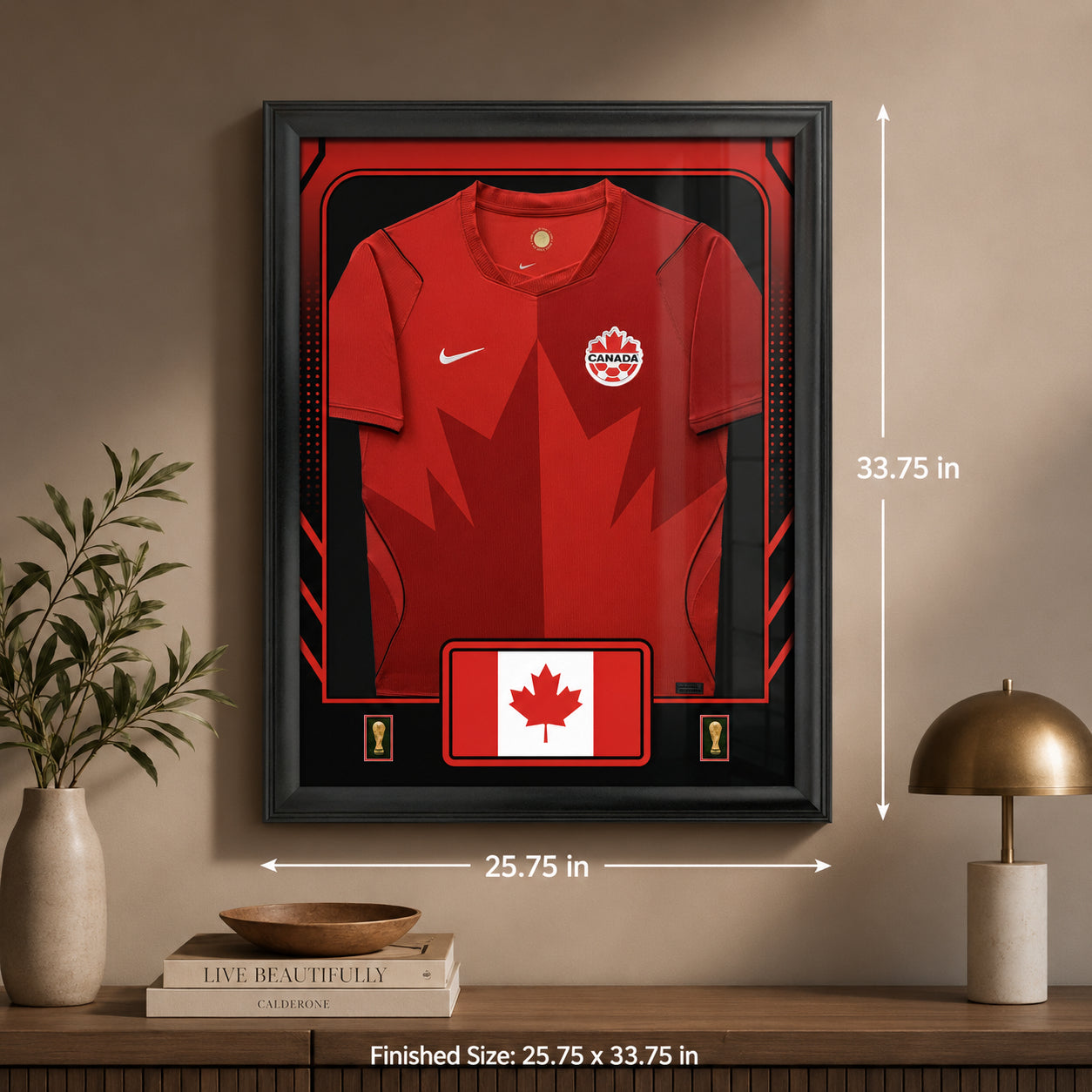 Team Canada framed FIFA World Cup 2026 home jersey - Finished size 25.75 by 33.75 inches