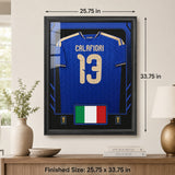 Riccardo Calafiori framed Italy FIFA World Cup 2026 jersey - Finished size 25.75 by 33.75 inches