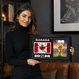 Team Canada 2026 World Cup Flag & Trophy Framed Print 15x24