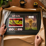 Team Spain 2026 World Cup Flag & Trophy Framed Print 15x24 — Detail view showing scale and quality