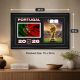Team Portugal 2026 World Cup Flag & Trophy Framed Print 15x24 — Finished size 24 by 15 inches