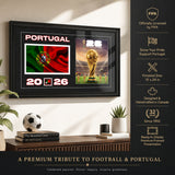 Team Portugal 2026 World Cup Flag & Trophy Framed Print 15x24 — Unboxing presentation showing what arrives