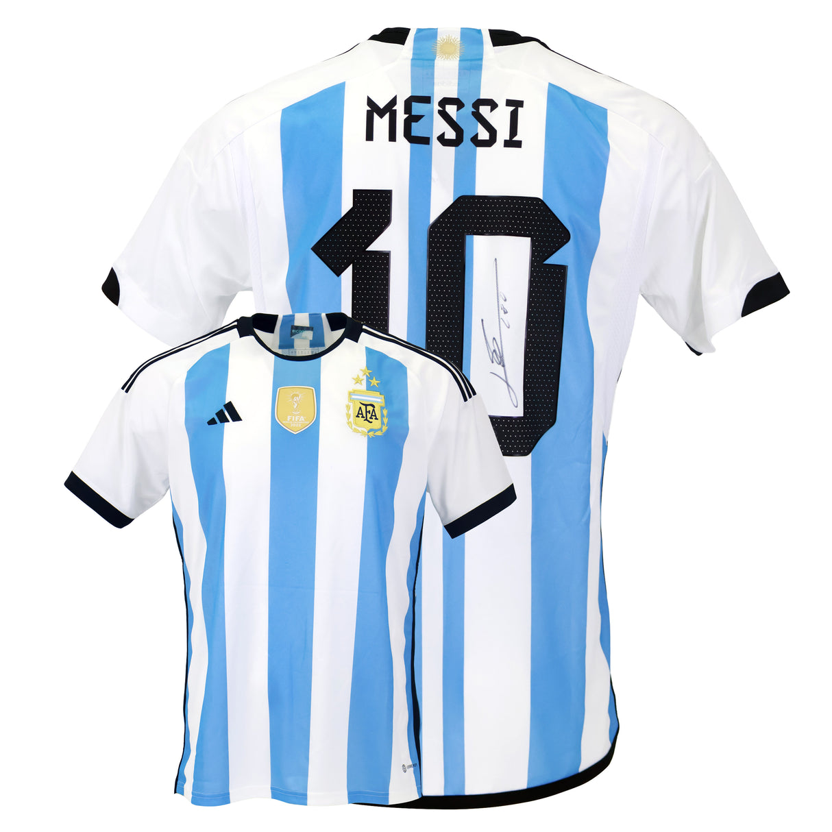 Lionel Messi Back Signed Argentina 2022 Home Shirt 2 Star Edition