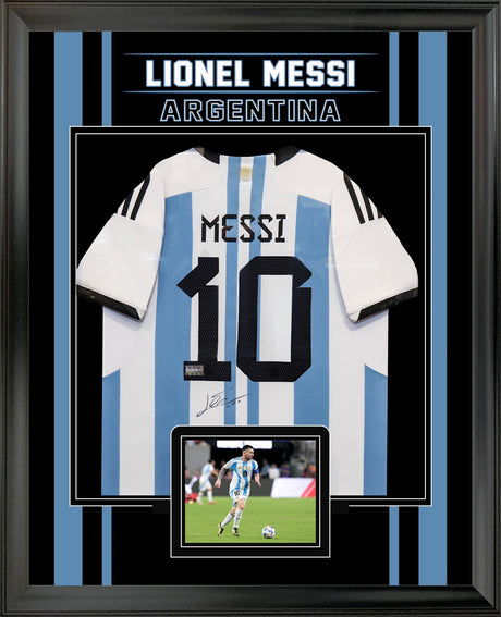 Lionel Messi Signed & Framed Argentina 2022 Home Jersey - 2-Star Edition - AUCTION