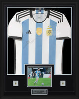 Lionel Messi Front Signed Framed Argentina 2022 World Cup Winners Home Shirt 2 Star Edition - Auction