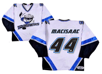 Dave MacIssac Signed Danbury Trashers White Game Model Jersey