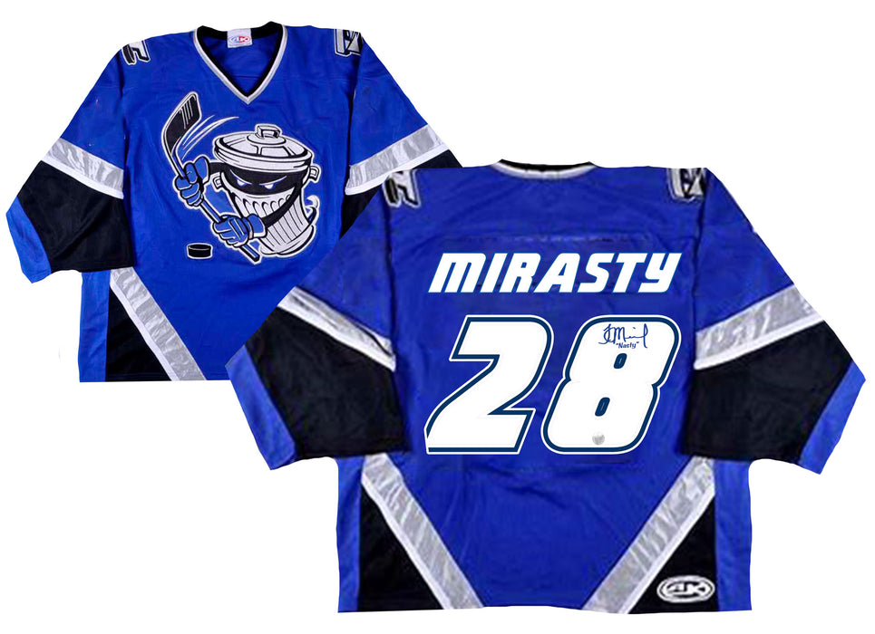 Jon Mirasty Signed Danbury Trashers Blue Game Model Jersey