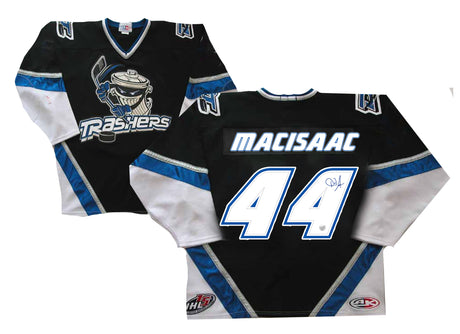 Dave MacIssac Signed Danbury Trashers Black Game Model Jersey - Frameworth Sports Canada 