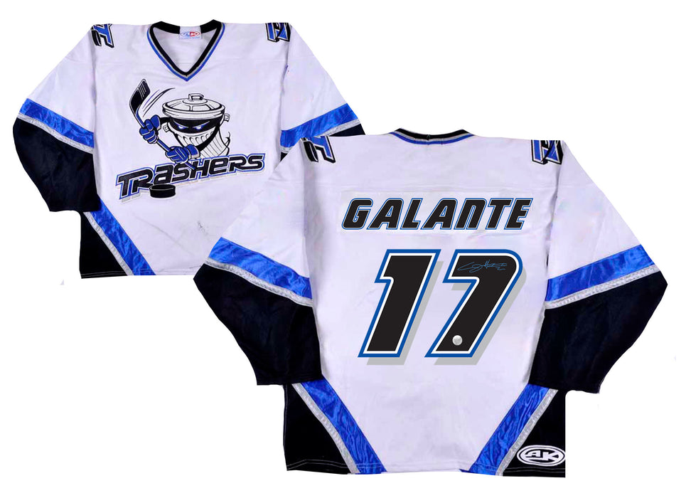 AJ Galante Signed Danbury Trashers White Game Model Jersey