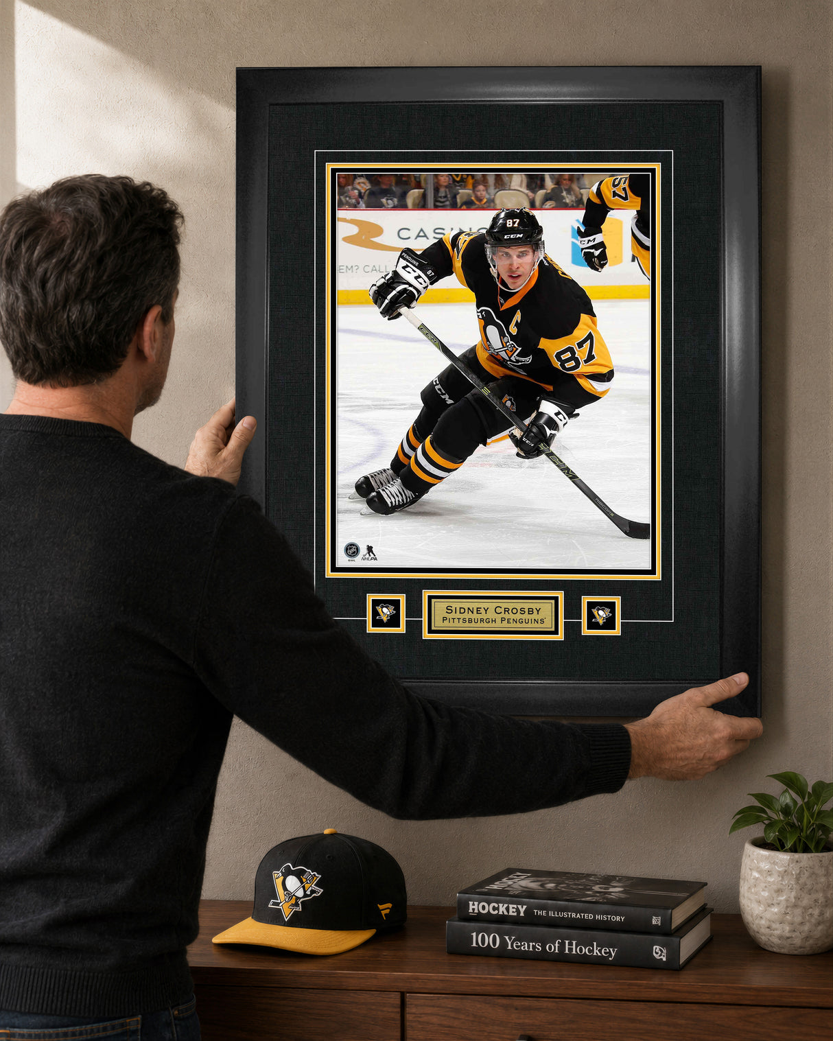 Sidney Crosby Pittsburgh Penguins Skating Photo and Logo Frame 25.5x31.5 - lifestyle 1