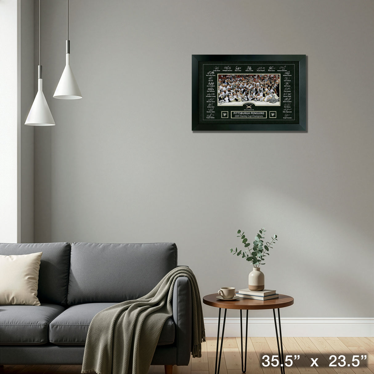 Pittsburgh Penguins 2009 Stanley Cup Replica Signature Frame with Game-Used Net – Detail – Frameworth