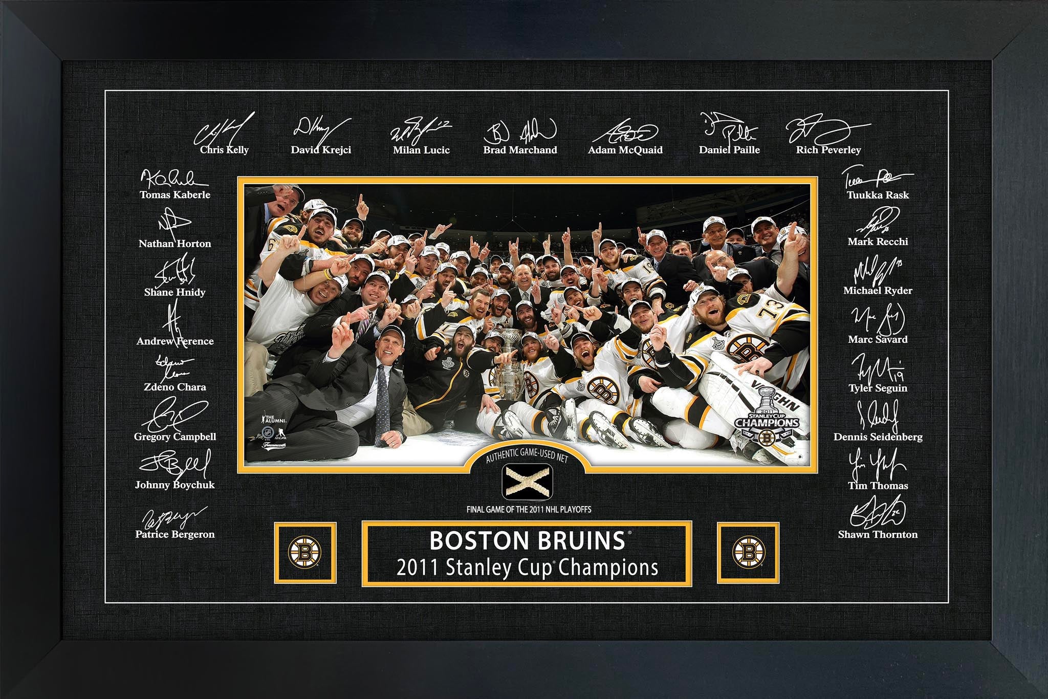 Boston Bruins 2011 Stanley Cup Replica Signature Frame with Game