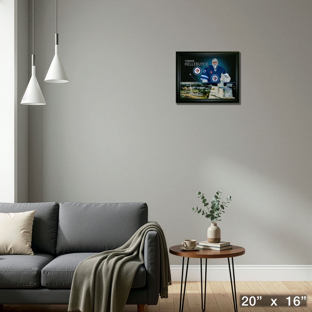 Connor Hellebucyk 16x20 Framed Skyline Print Winnipeg Jets – Detail – Frameworth