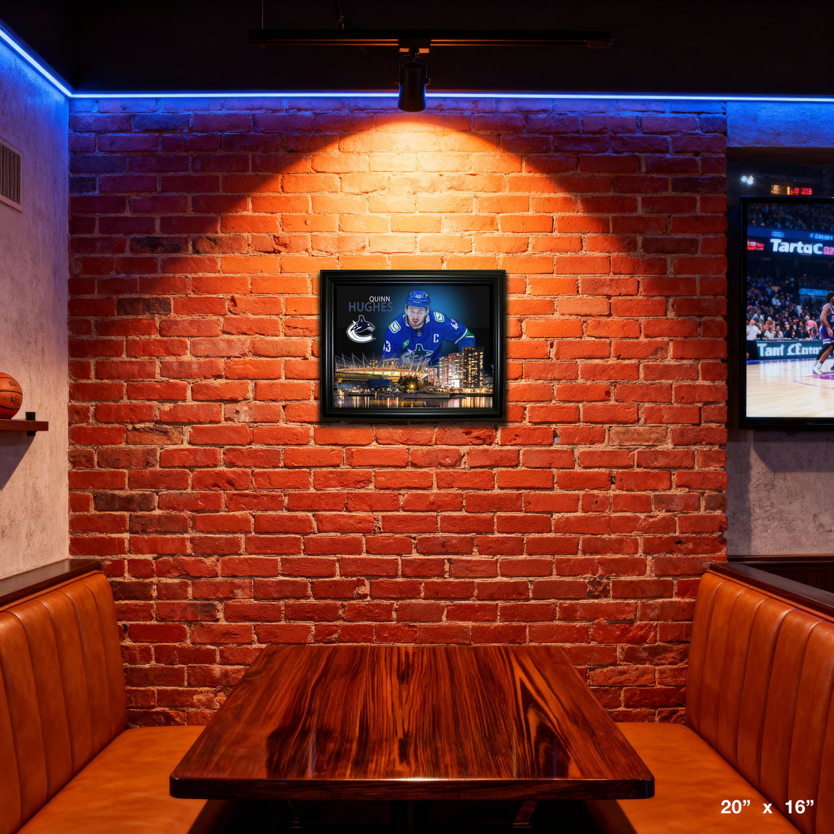 Quinn Hughes 16x20 Framed Skyline Print Vancouver Canucks – View 4 – Frameworth