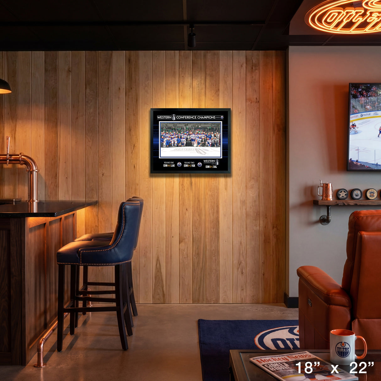Edmonton Oilers Framed 16x20 PhotoGlass 2025 Conference Champions – View 4 – Frameworth
