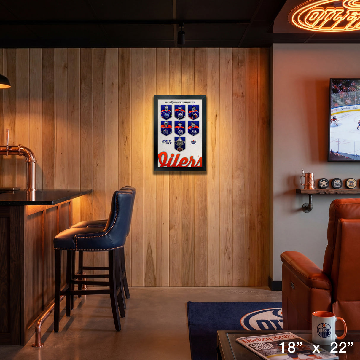 Edmonton Oilers Framed 16x20 PhotoGlass 2025 Conference Champions Player Banners – View 4 – Frameworth