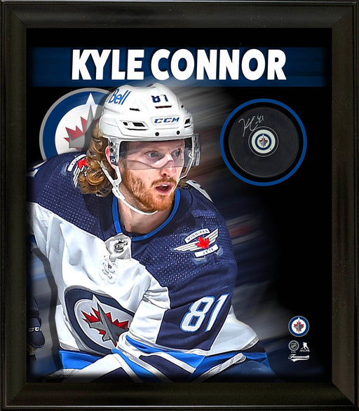 Kyle Connor Signed Framed Winnipeg Jets Puck - Frameworth Sports Canada 