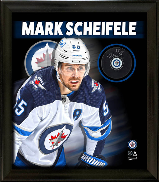 Mark Scheifele Signed Framed Winnipeg Jets Puck - Frameworth Sports Canada 