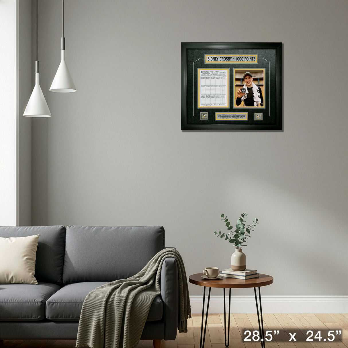 Sidney Crosby Pittsburgh Penguins Framed 1000th Point Collage with Scoresheet – Detail – Frameworth