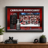 Carolina Hurricanes 16x24 Frame 2026 Stanley Cup Champions Stats - room wall lifestyle image