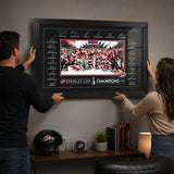 Carolina Hurricanes 24x36 Replica Signature Frame 2026 Stanley Cup Champions - hanging installation lifestyle image