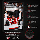 Taylor Hall 20x29 Framed Canvas Carolina Hurricanes 2026 Stanley Cup Champions - feature details infographic