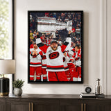 Nikolaj Ehlers 20x29 Framed Canvas Carolina Hurricanes 2026 Stanley Cup Champions - room wall lifestyle image