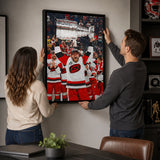 Nikolaj Ehlers 20x29 Framed Canvas Carolina Hurricanes 2026 Stanley Cup Champions - hanging installation lifestyle image