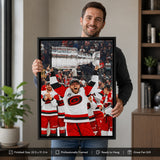 Nikolaj Ehlers 20x29 Framed Canvas Carolina Hurricanes 2026 Stanley Cup Champions - collector holding framed canvas image